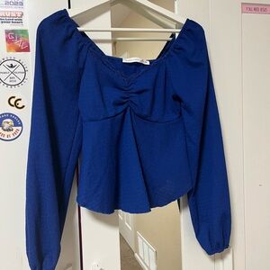 Altar'd State Royal Blue Ruched Blouse